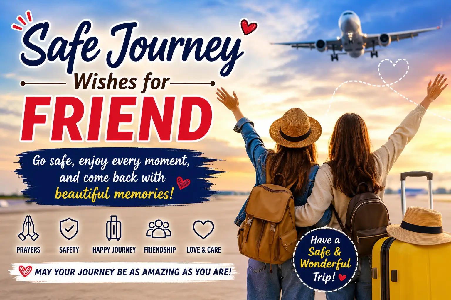 Safe Journey Wishes for Friend